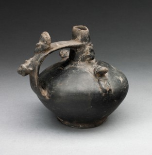Single Spout Strap Vessel with Attached Molded Figures, A.D. 1000/1476.