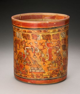 Vessel Depicting K'awiil (God K) and Itzamna Exchanging Gifts, A.D. 700/800.