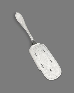 Fish Slice, c. 1830/60. With incised fish and floral decoration.