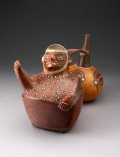Double-Chambered Vessel Depicting a Figure and Trophy Heads, A.D. 500/800.