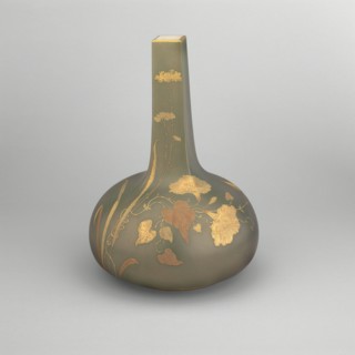 Vase, 1882/90. Japanese-inspired floral decoration, thin slightly iridescent surface known as Belleek, a type of Parian porcelain which originated in Ireland.