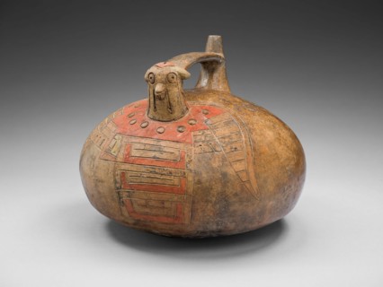 Strap-Handled Vessel in the Form of a Bird with Abstract Pattern on Body, 650/150 B.C.