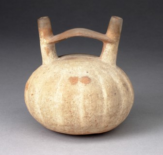 Double Spout and Bridge Vessel in the Form of a Ridged Gourd, 650/150 B.C.