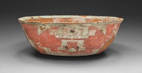 Bowl Depicting a Female Figure with Shield and Darts Motifs, A.D. 300/600.
