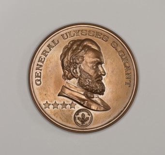 Medal Commemorating Ulysses S. Grant, 1897. Porcelain tea bowl and saucer decorated in polychrome and gold with scene of Crucifixion, with Christ between two thieves, the two Marys and John at the foo...