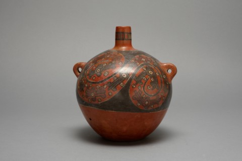 Globular Jar with Repeated Abstract Motifs in Sprial Design, A.D. 600/1000.