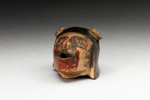 Fragment of a Vessel or Sculpture Depicting a Human Head, A.D. 600/1000.