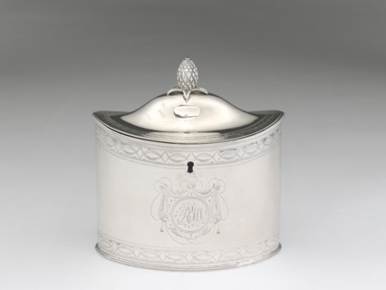 Tea Caddy, c. 1802. Pineapple finial.