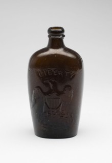 Flask, c. 1845/65. The word 'Liberty' with American eagle.