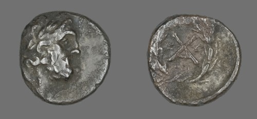 Hemidrachm (Coin) Depicting the God Zeus Amarios, 222-146 BCE.