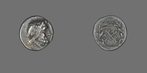 Hemidrachm (Coin) Depicting the God Zeus Amarios, 191-146 BCE.
