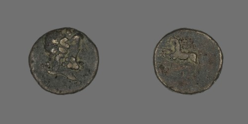 Coin Portraying the God Asklepios (?), 51 BC.