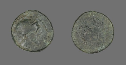 Coin Depicting the Amazon Cyme, 250-190 BCE.