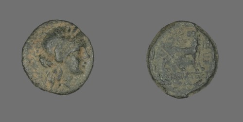 Coin Depicting the God Apollo, about 250-190 BCE or later.