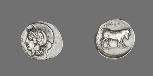 Didrachm (Coin) Depicting the Goddess Athena, 400-335 BCE.
