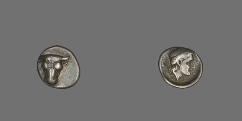 Hemidrachm (Coin) Depicting Bucranium, 355-346 BCE.