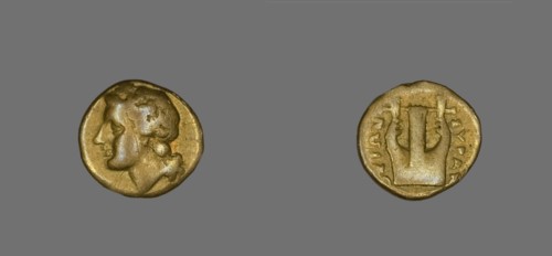 Coin Depicting the God Apollo, about 357-353 BCE.