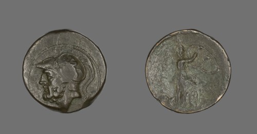 Coin Depicting the God Mars, about 282-203 BCE.