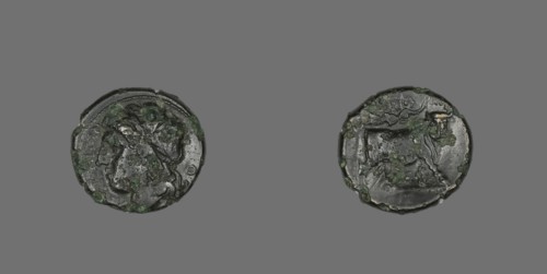 Coin Depicting the God Apollo, about 340-241 BCE.