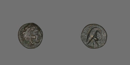 Coin Depicting the Hero Herakles, 381-369 BCE, issued by Amyntas III.
