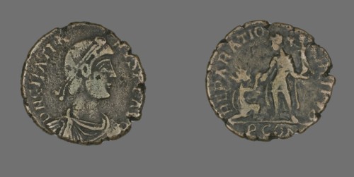 Coin Portraying Emperor Gratian, 367-383.
