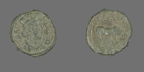 Coin Depicting Tyche, 211-268 CE.