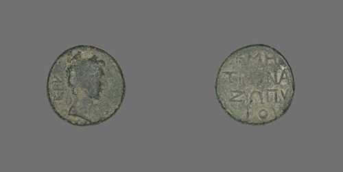 Coin Depicting Emperor Augustus, 27 BCE-14 CE.