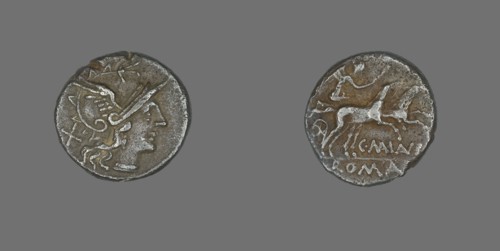 Denarius (Coin) Depicting the Goddess Roma, 153 BCE.