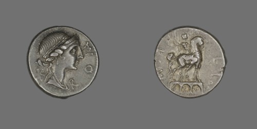 Denarius (Coin) Depicting the Goddess Roma, 114-113 BCE.