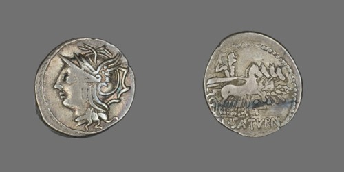 Denarius (Coin) Depicting the Goddess Roma, 104 BCE.