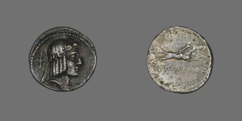 Denarius (Coin) Depicting the God Apollo, about 67 BCE.