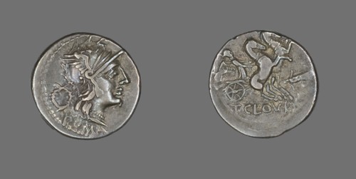 Denarius (Coin) Depicting the Goddess Roma, 128 BCE.