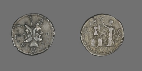 Denarius (Coin) Depicting the God Janus, 119 BCE.