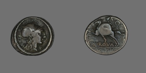Denarius (Coin) Depicting the Goddess Roma, 113-112 BCE.