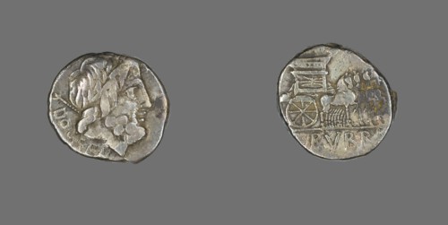 Denarius (Coin) Depicting the God Jupiter, about 87 BCE.