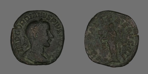 Sestertius (Coin) Portraying Emperor Gordianus, 238-244.
