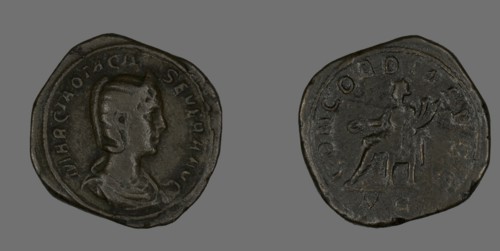 Sestertius (Coin) Portraying Empress Marcia Otacilia Severa, 244-249.