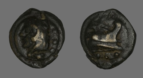 Quadrans (Coin) Depicting the Hero Hercules, 225-217 BCE.