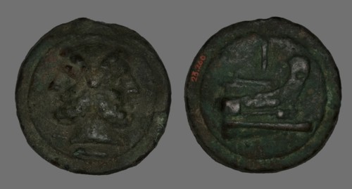 As (Coin) Depicting the God Janus, 225-217 BCE.