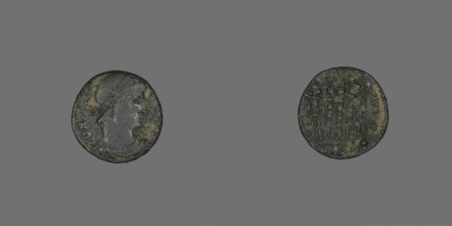 Coin Portraying Emperor Constantius I, 3rd-4th century.