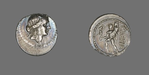 Denarius (Coin) Depicting the Goddess Venus, 47-46 BCE, issued by Julius Caesar.