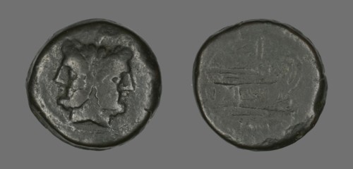 Coin Depicting a Janiform head, 211-208 BCE.