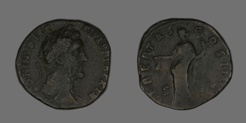 Sestertius (Coin) Portraying Emperor Antoninus Pius, 155-156.