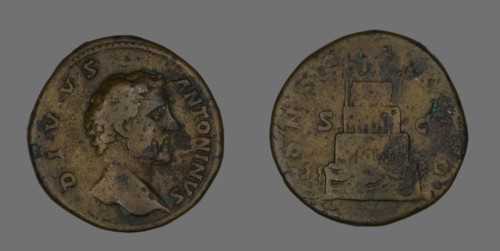 Sestertius (Coin) Portraying Emperor Antoninus Pius, 161 or later.