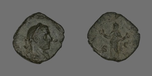 Sestertius (Coin) Portraying Emperor Trebonianus Gallus, 251-253.