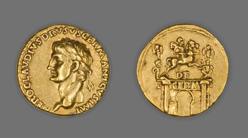 Aureus (Coin) Portraying Nero Claudius Drusus, 41-45, issued by Claudius (Tiberius Claudius Nero).