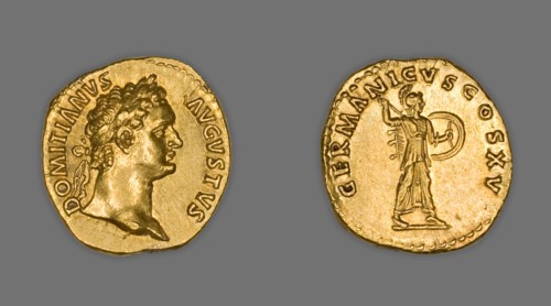 Aureus (Coin) Portraying Emperor Domitian, 90-91, issued by Domitian.