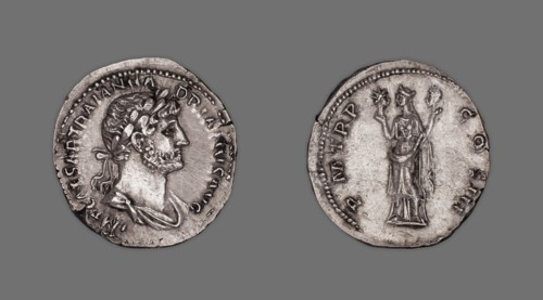 Denarius (Coin) Portraying Emperor Hadrian, 119-22, issued by Hadrian.
