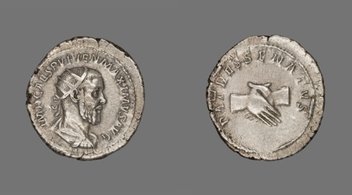 Antoninianus (Coin) Portraying Emperor Pupienus, 238 (April-June), issued by Balbinus and Pupienus, coemperors.