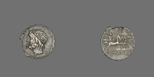 Denarius Serratus (Coin) Depicting the God Saturn, 106 BCE.